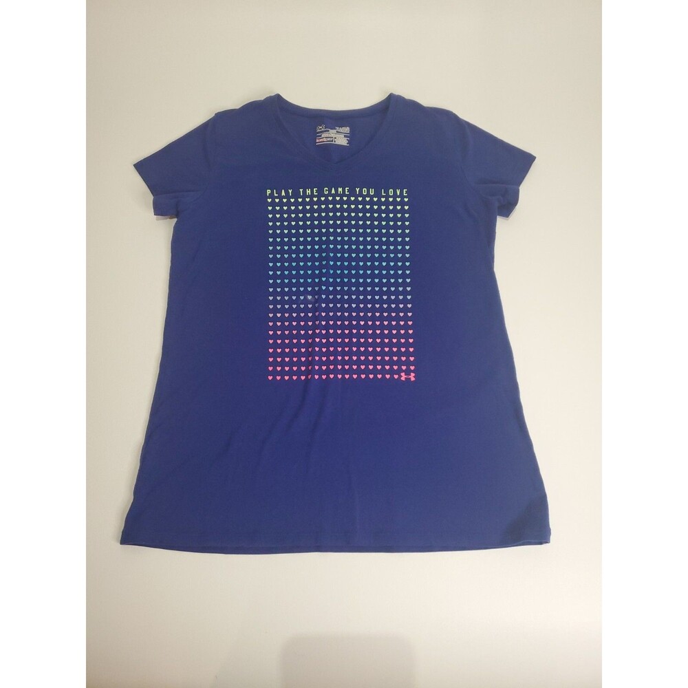 Under Armour Girl's Heatgear Graphic Short Sleeve Top, Large, Purple